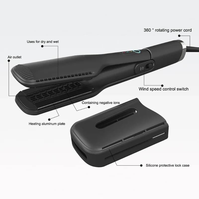 Ceramic hair plate with titanium coating and quick heating to curl and iron effortlessly.