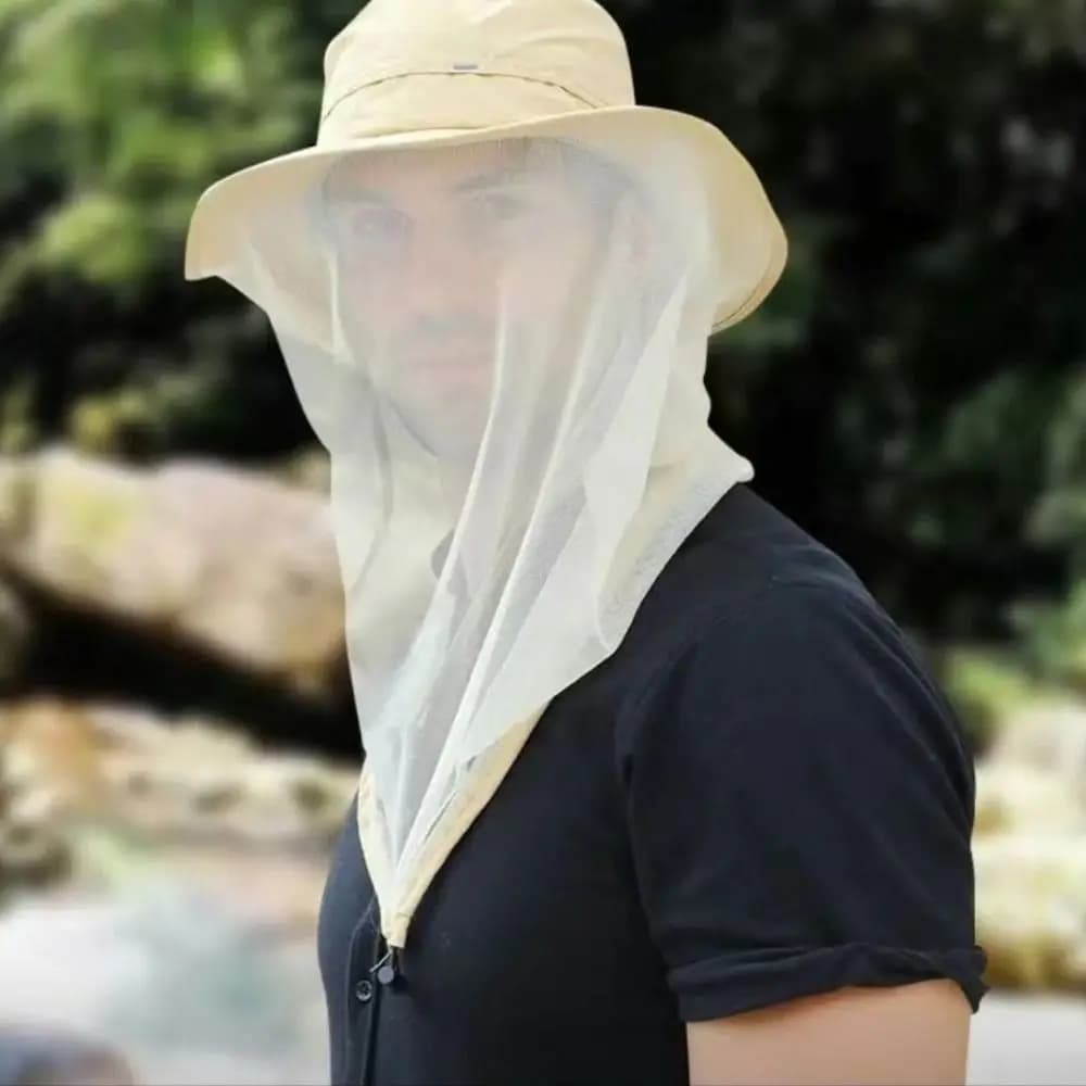 Cappello da sole da pesca anti zanzara Protezione UV traspirante Cappello da secchiello per insetti anti zanzara Rete di protezione integrale a prova di zanzara