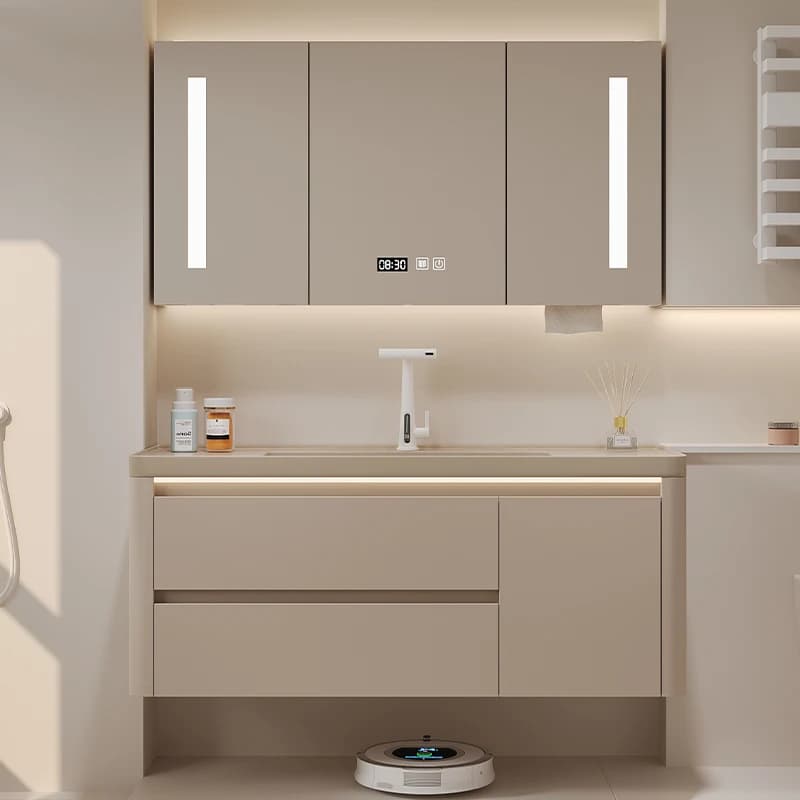 Organizer con Specchio per Bagno, Armadietto Contenitore a Parete, Accessori per WC, Divisori Espositivi, Credenza di Lusso, Mobili per la Casa