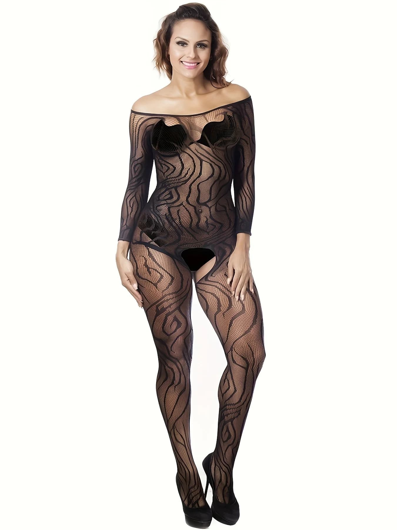Sexy Tutina Erotica con Stampa Zebrata, Seducente con Spalle Scoperte, Trasparente, Design Senza Cuciture all'Inguine, Costume Intimo per Adulti