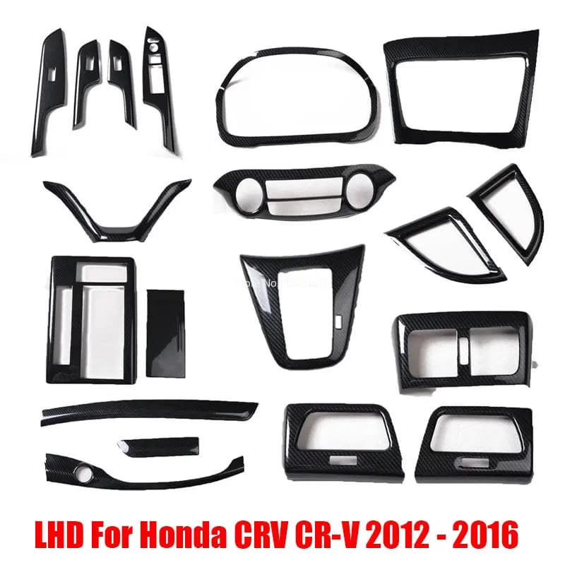 LHD for Honda CRV 2012 -2016 interior accessories carbon fiber steering wheel console panel window swtich cover