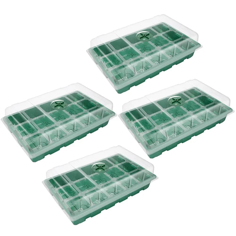 Set da 1 Propagatore da Giardino Traspirante con 15 Fori, Vassoio di Avvio in Plastica Verde per la Germinazione di Semi di Verdure, Fiori, Pomodori e Cetrioli