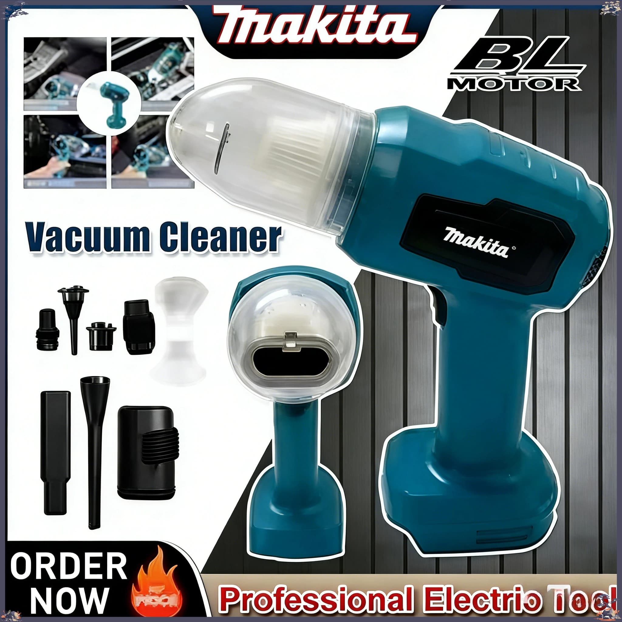 Aspirapolvere Portatile Multifunzione Makita 18V, Ricaricabile, per Auto e Casa