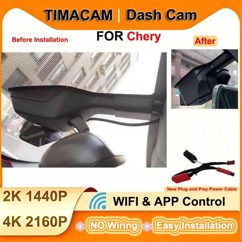 TIMACAM for Chery Tiggo 8 pro Plus Omoda 5 Kaiyi E5 Arrizo 8 Dash Cam Front Rear Camera DVR 4K Wifi Plug and Play Video Recorder