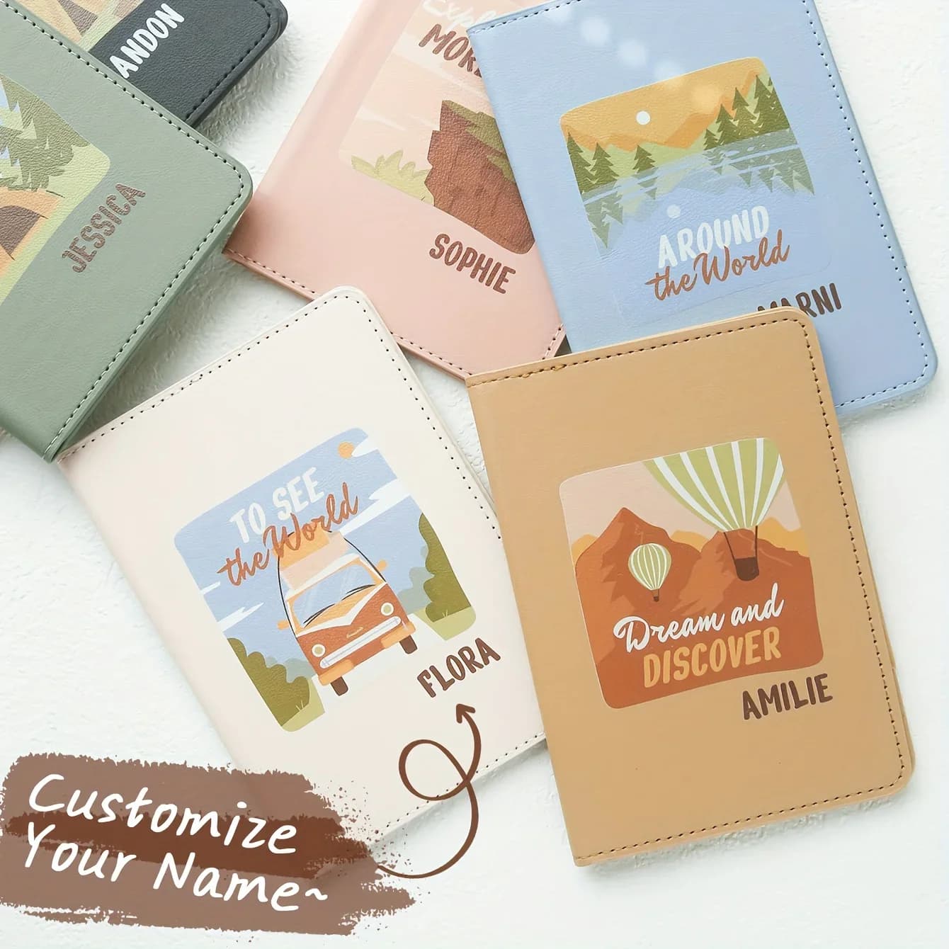 Copertina per passaporto con nome personalizzato 1 pezzo, stile campeggio, porta documenti personalizzato, accessorio da viaggio unico, regalo di compleanno