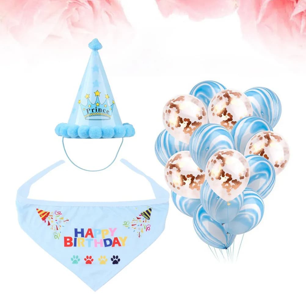 1Set Pet Birthday Hat and Bib Set for Dogs Premium Safe Comfortable Adorable Fashionable Cute Birthday Party Decoration