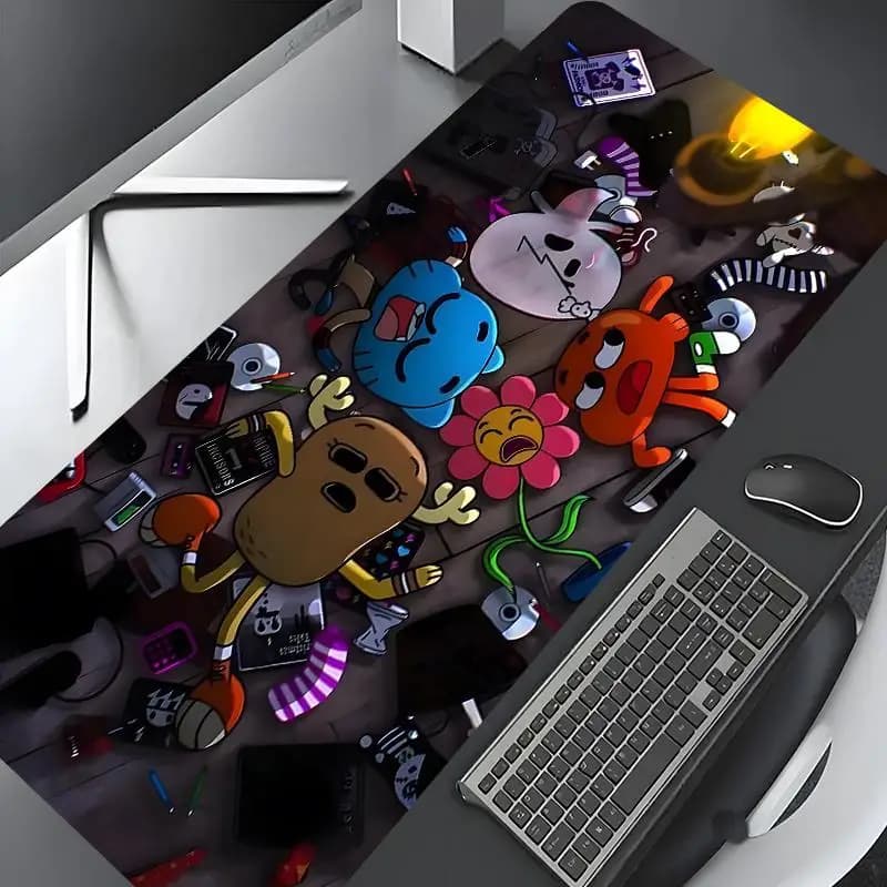 Tappetino per Mouse da Gaming Oversize con Mostro Cartoon - Design Nostalgico Anni '90, Base in Gomma Antiscivolo, Lavabile, per Scrivania da Ufficio di Jiapin