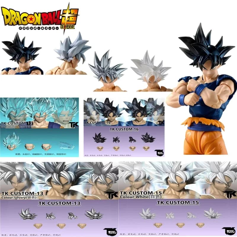 Dragon Ball Super TK Custom Son Goku Ultra Instinct Accessory Pack Action Figure Head Sculpt Set per Collezionisti di Anime e Regali per i Fan