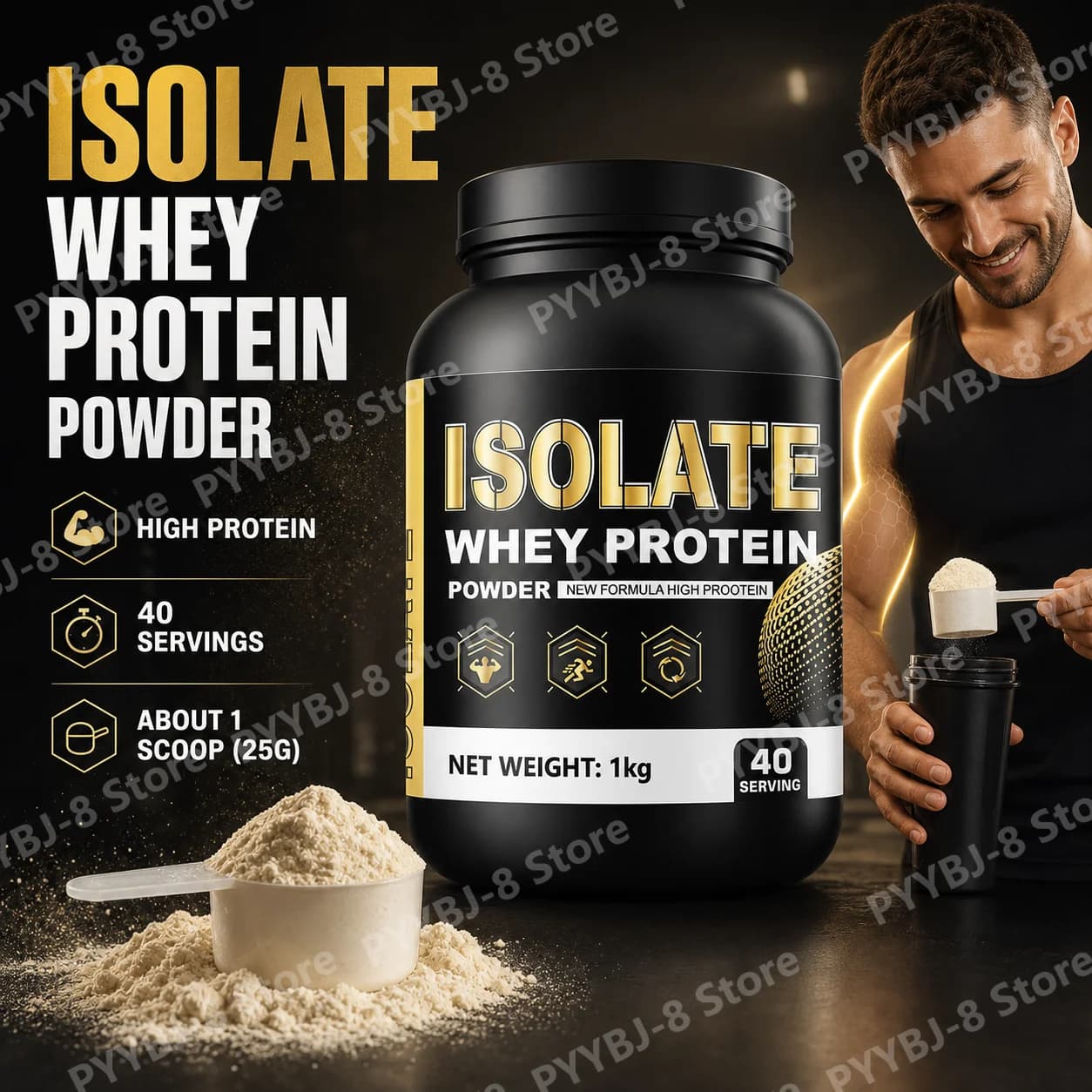 Whey Protein Isolate Powder 1000g 40 Servings Fast‑Mixing Protein Supplement Gluten‑Free, Daily Nutrition Support for Men Women
