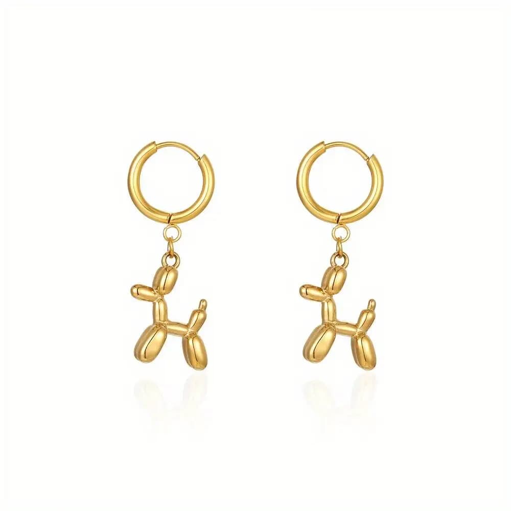Stainless Steel Gold Plated Animal Balloon Dog Women's Jewelry Drop Earrings