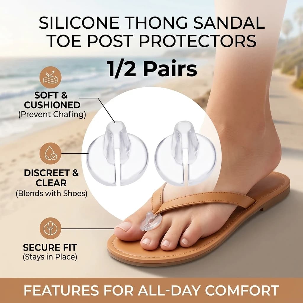 1/2 Pairs Soft Flip Flop Gel Cushions Pad Toe Protectors for Thong Sandal Inserts Guards Insoles Shoes Grip Pads Metatarsal Pad