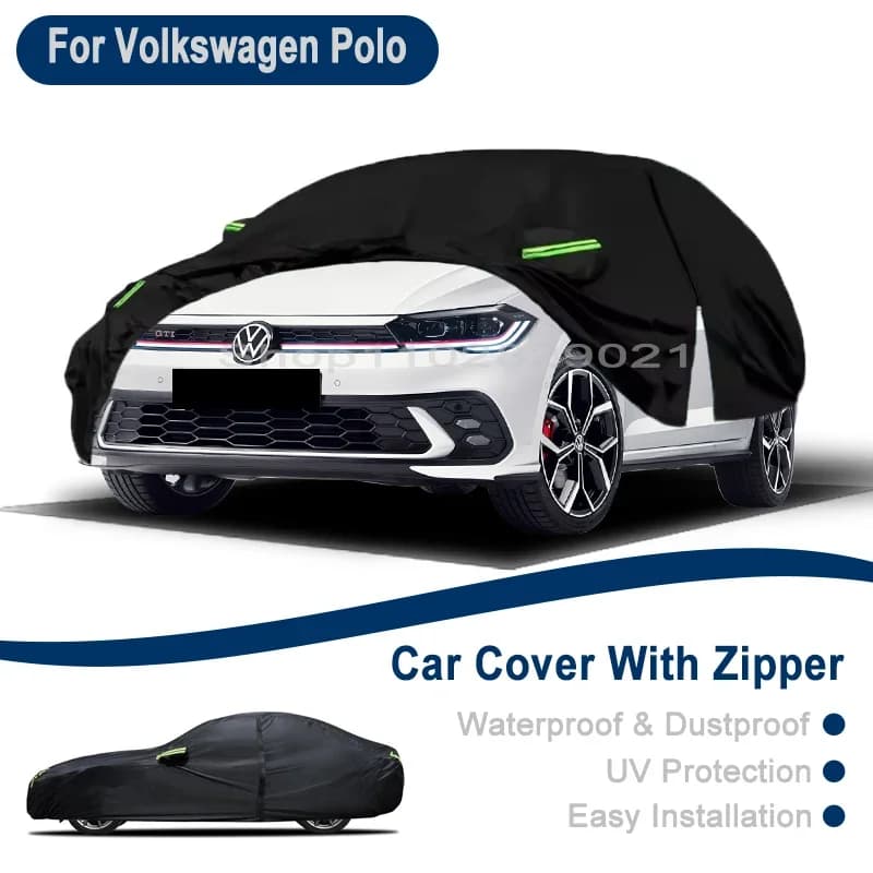 Telo Copriauto Completo per Volkswagen Polo - Copertura Universale per Esterni con Cerniera Laterale, Impermeabile e Antipolvere