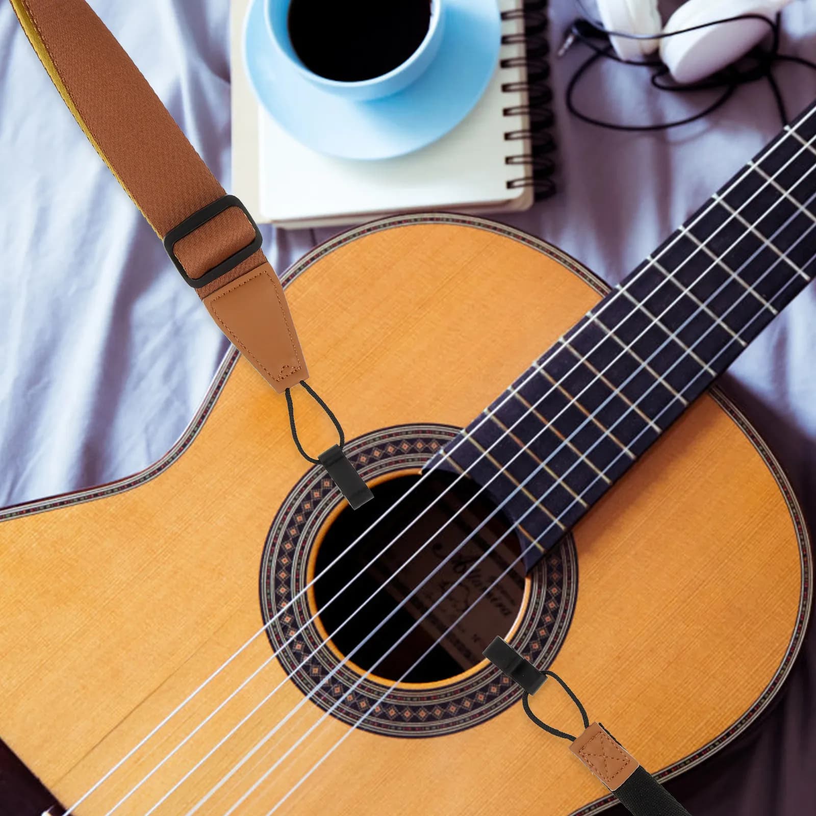 Tracolla Universale Regolabile per Ukulele, Design a Doppio Gancio Senza Foratura per Ukulele, Chitarra, Basso, Strumenti Elettrici e Folk