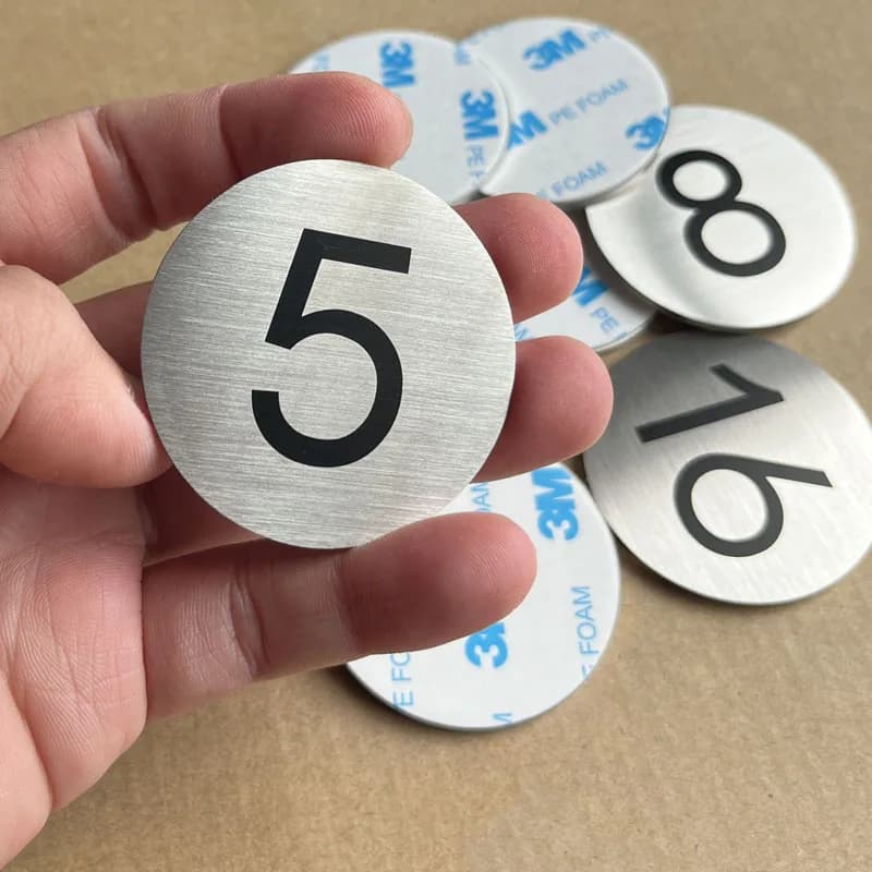 5 pezzi in acciaio inox autoadesivo numero segni piastre numero adesivi etichette digitali pennarelli tag per armadietti tavoli armadi