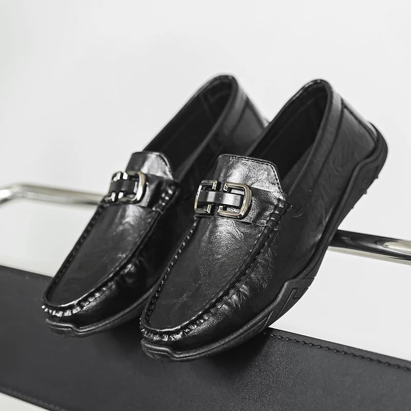 Mocassini classici neri da uomo, scarpe casual da lavoro, mocassini comodi da uomo, scarpe in pelle slip-on per uomo, scarpe da guida antiscivolo