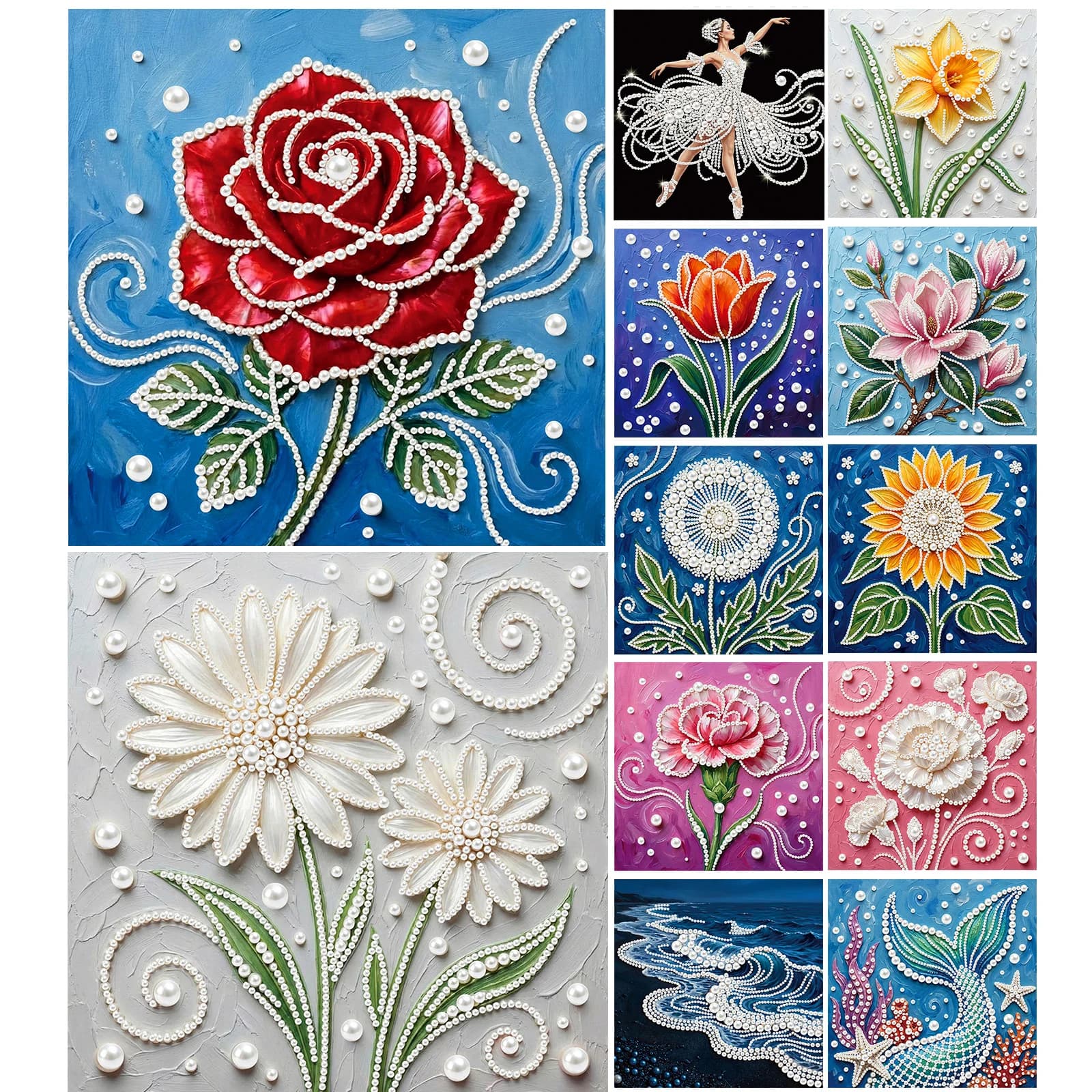 Kit Artistici Fai-da-Te per Pittura con Perle con Cornice 25x25cm, Quadri con Perle e Gemme, Arte e Artigianato per Adulti e Principianti, Decorazione Murale per Casa