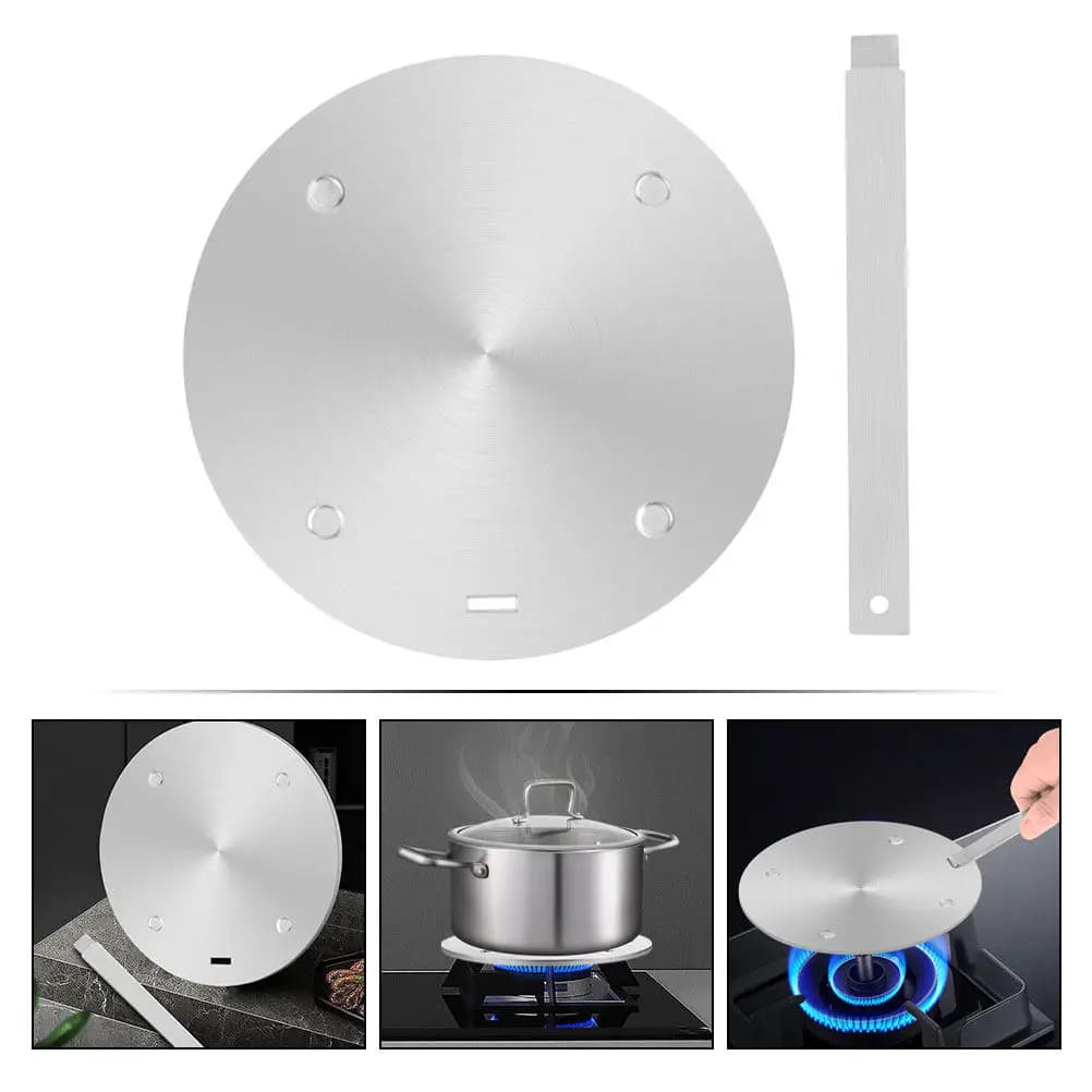 Set di 1 Diffusore di Calore, Piastra di Induzione in Acciaio Inox, Adattatore per Fornelli a Gas ed Elettrici, Accessorio Essenziale per Cucina