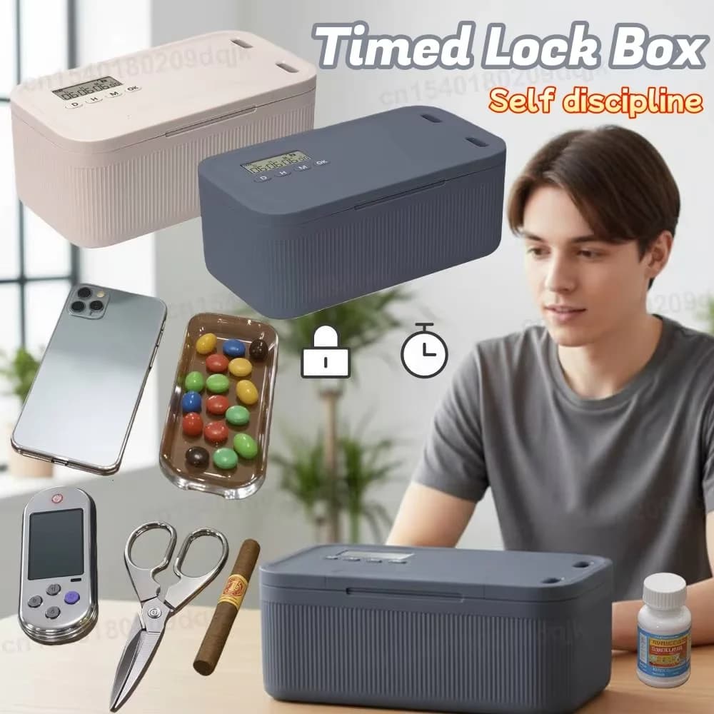 Timed Lock Box with Timer Phone Lock Box Self-Control Lockable Storage Box Unplug From Phones Video Games Social Media Snacks
