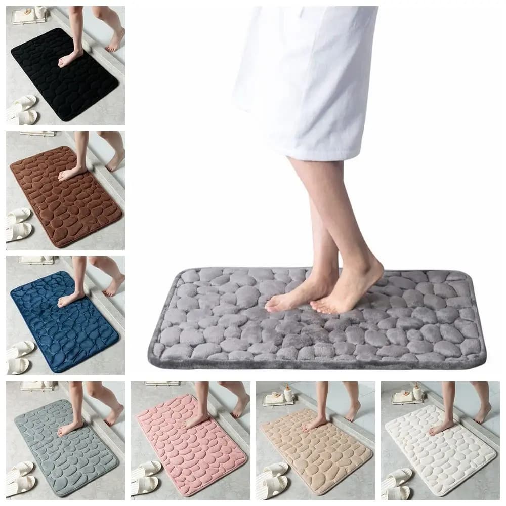 Embossed Bathroom Mat with pebbles Non-slip Mats Water Absorption Washable Bathtub Floor Mat Zerbino For Shower Bathroom Decorations