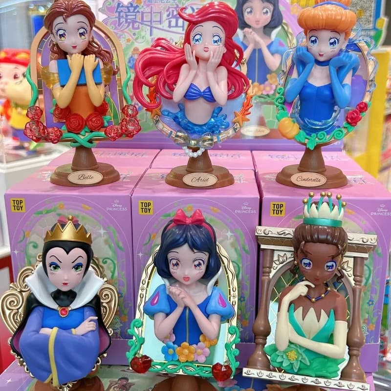 Scatola cieca della principessa Disney nello specchio Serie di lingue segrete Anime Figure periferiche Giocattolo alla moda Bambola Ragazza Cuore Regali