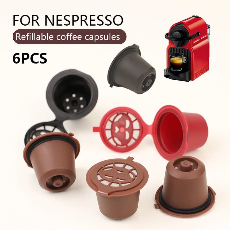 3/6PCS Refillable Reusable Nespresso Coffee Capsule Reutilisable Nespresso Pods with a Spoon a Brush