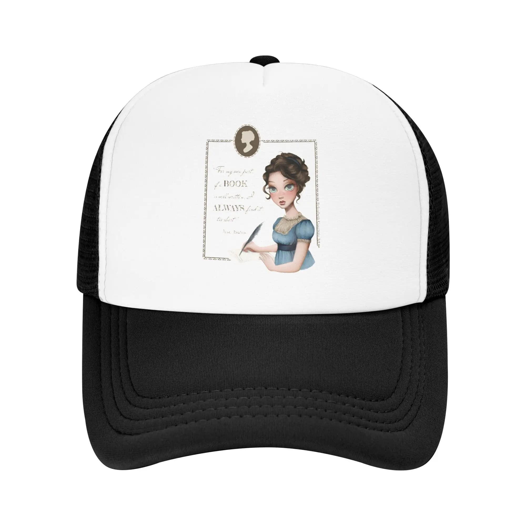 Classic Baseball Hat with Jane Austen Portrait for Women and Men, Breathable, Trucker Style with Snapback Closure