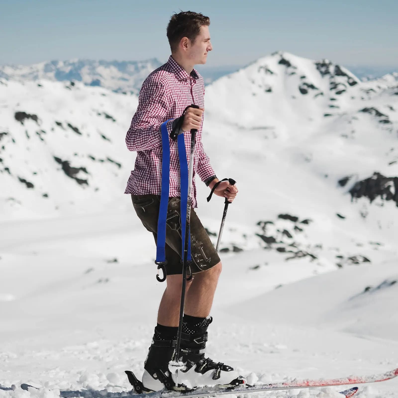 2 Pezzi Cinghie Leggere e Compatte per Trasporto Scarponi da Sci, Tracolla Regolabile in Nylon per Scarponi da Snowboard, Sci, Escursionismo e Viaggi