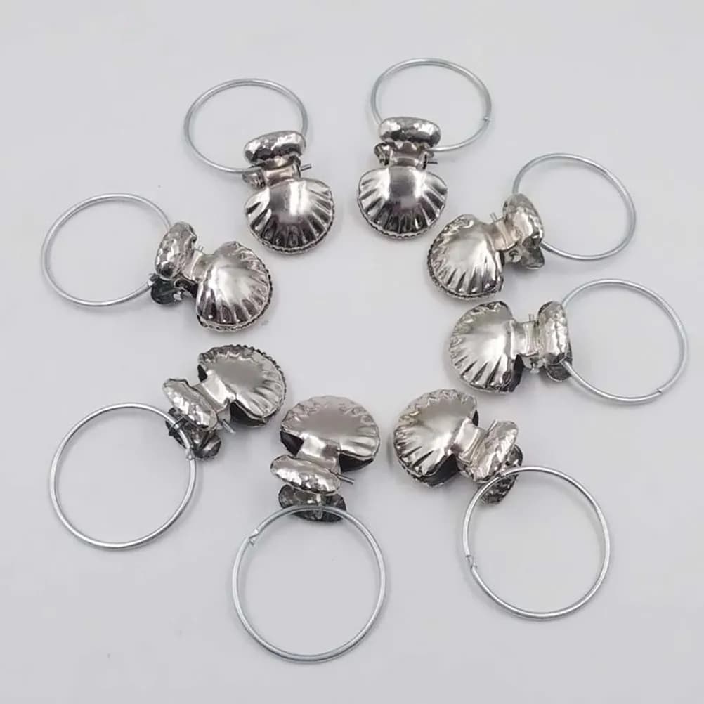 8Pcs Metal Curtain Clips Silver Plated Shell Design Strong Hold Clamps for Window Shower Rods No Sew Installation