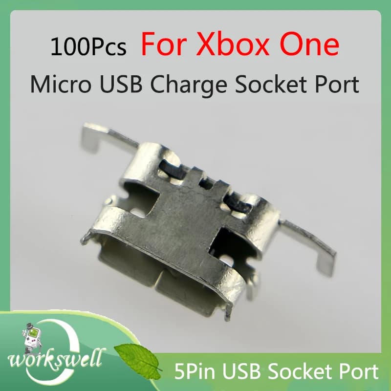 100 pz Per Xbox One Porta di Ricarica Micro USB Presa Per Xbox One X Gamepad Controller Connettore Dock Accessori di Ricambio 5Pin