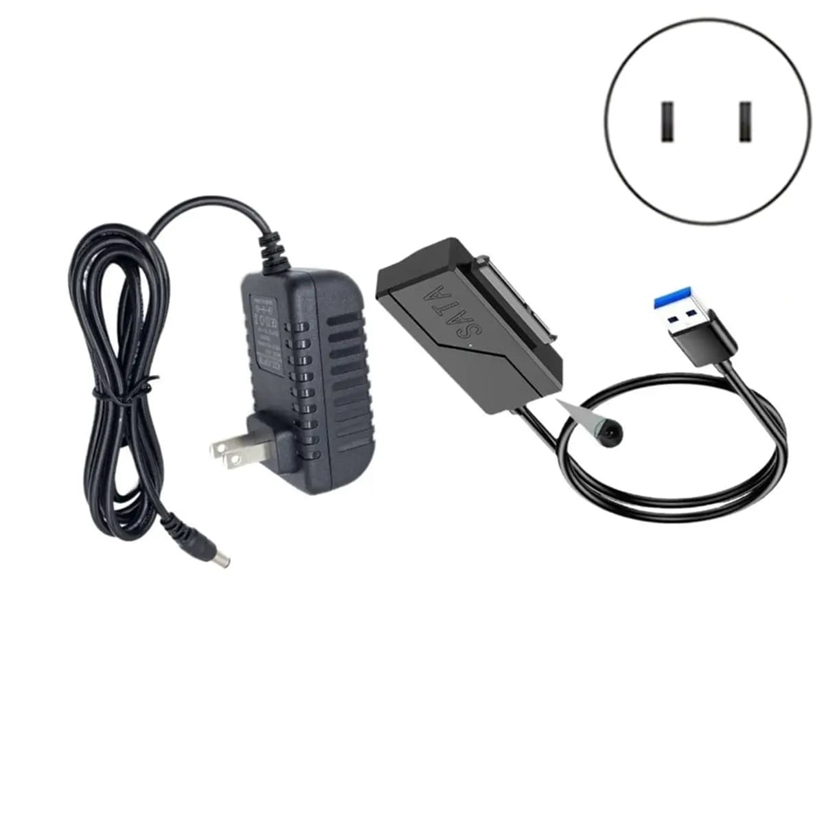 to USB 3.0 Adapter Cable with Power Adapter External Hard Drive Cable for 3.5"/2.5" SSD/HDD III Cable US Plug