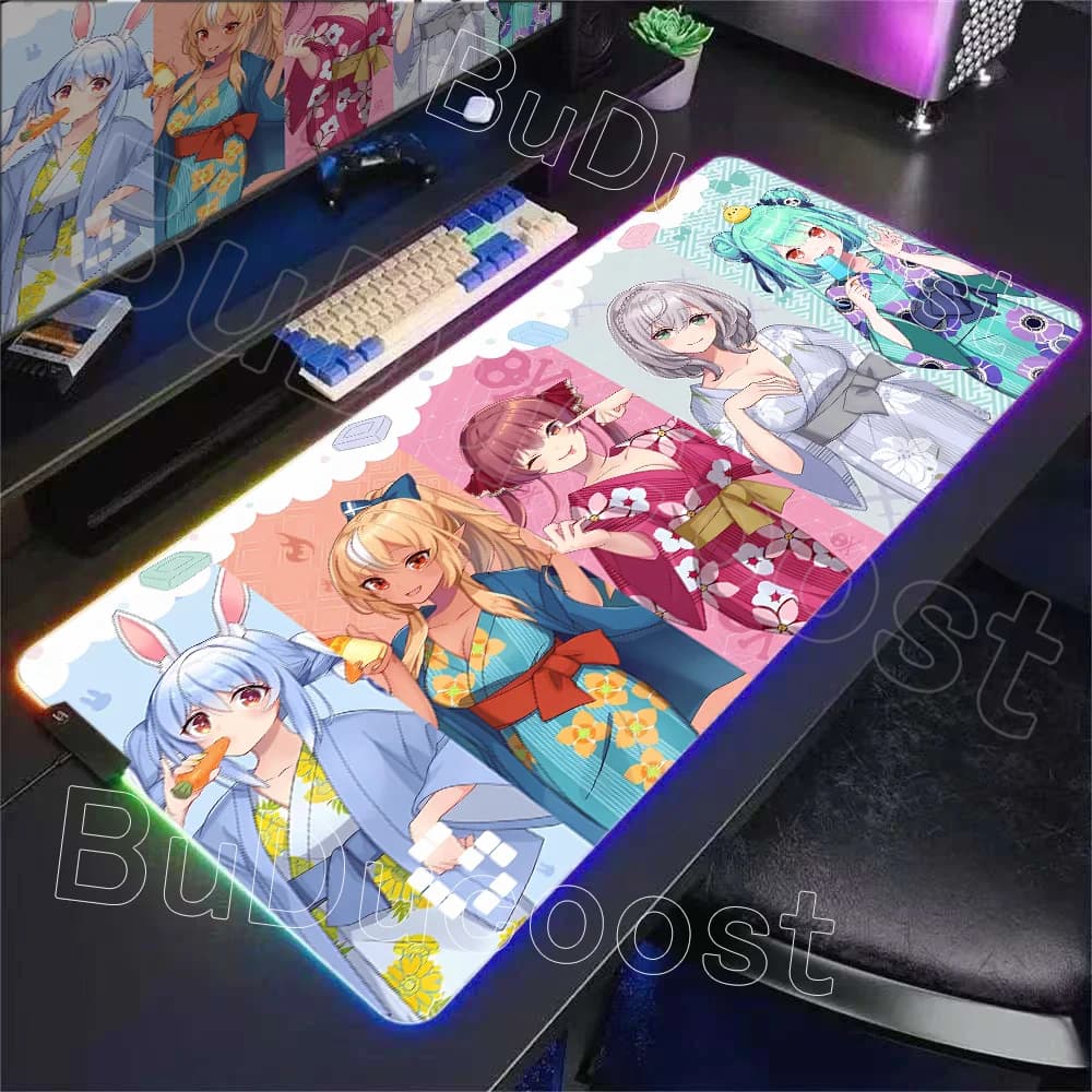RGB Anime Girl Hololive Hoshimati Suisei Gawr Gura Large Mouse Pad Laptop Mice Mat Tabletop Keyboard Mat Anti-Slip Playmat Gift