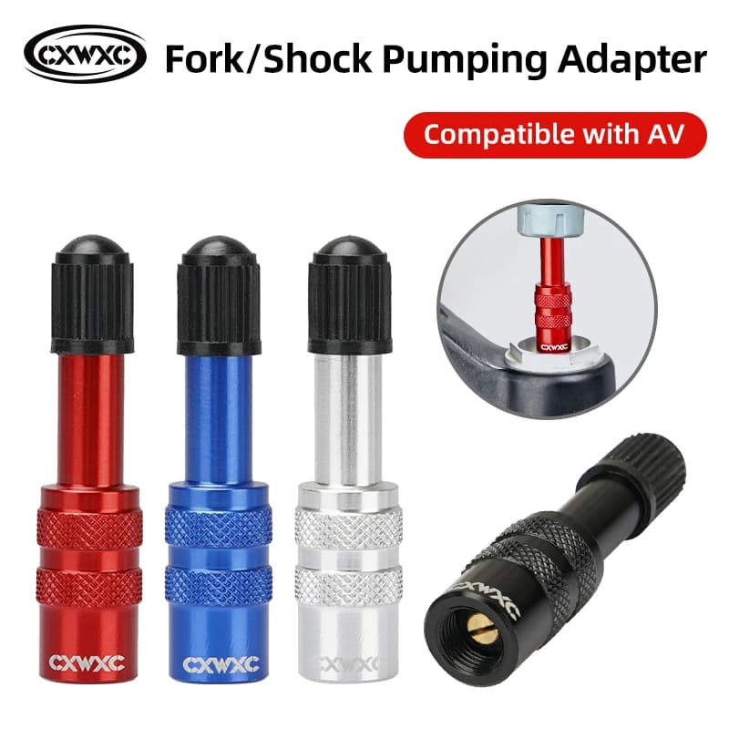 Adattatore Valvola Schrader per Forcella Anteriore e Sospensione Posteriore Bici CXWXC, Convertitore Valvola Pompa Ammortizzatori, Estensore Ugello, Strumento Pompa Pneumatici