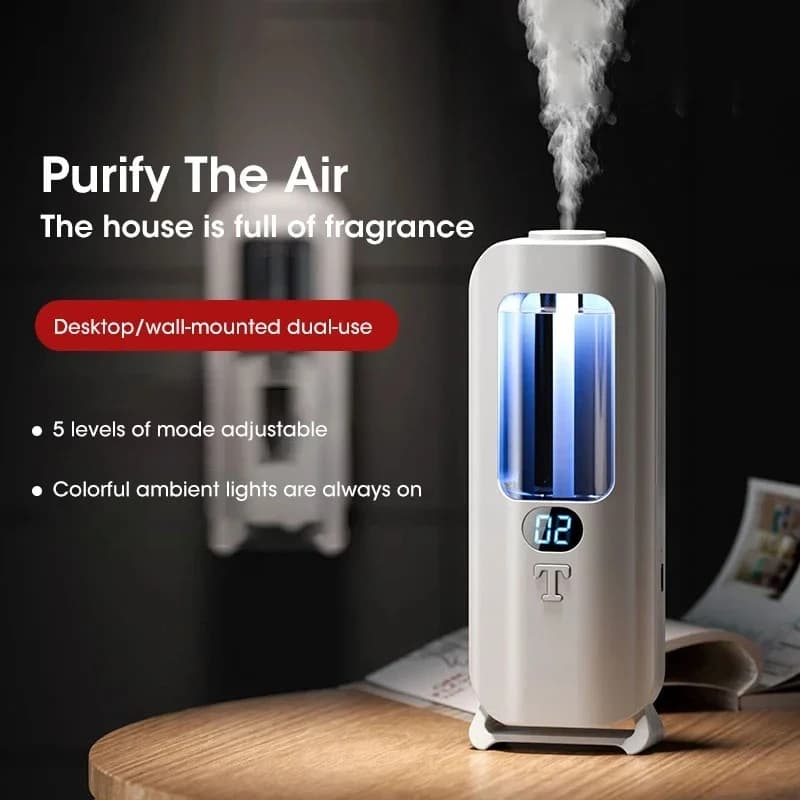 Mini Diffusore USB Intelligente per Oli Essenziali, Macchina Automatica per Aromaterapia, Purificatore d'Aria Spray, Potenziatore di Aroma per Casa e Ufficio