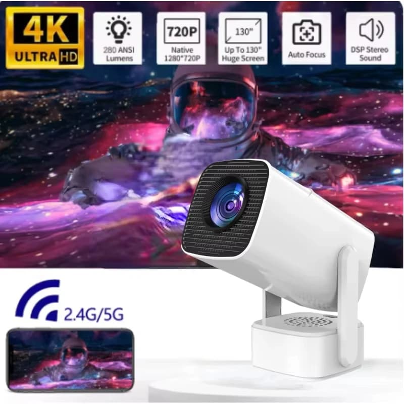 Mini proiettore portatile Home Theater HD 1080P con Bluetooth e WiFi, proiettore video intelligente per telefono, TV Stick, laptop