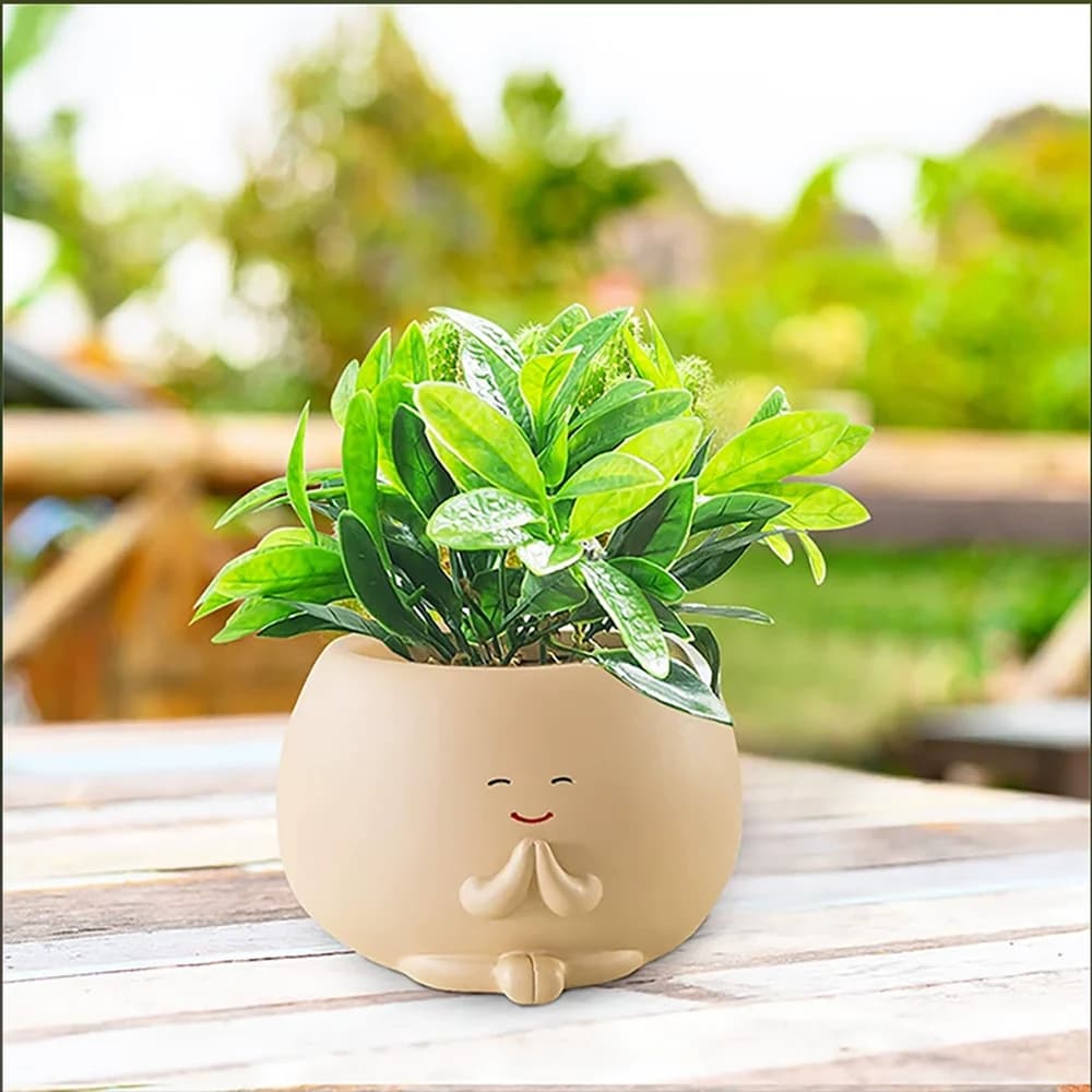 Stampo in silicone per vaso di fiori in cemento, modellazione del sorriso Decorazione creativa per la casa Piccolo vaso Pianta verde Decorazione del giardino Stampo per vaso