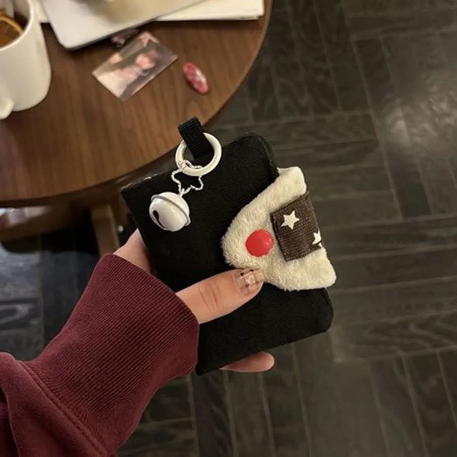Portacarte e Portamonete a Forma di Polpetta di Riso, Borsa Piccola Portatile in Tela Integrata per Carte e Denaro, Porta Documenti