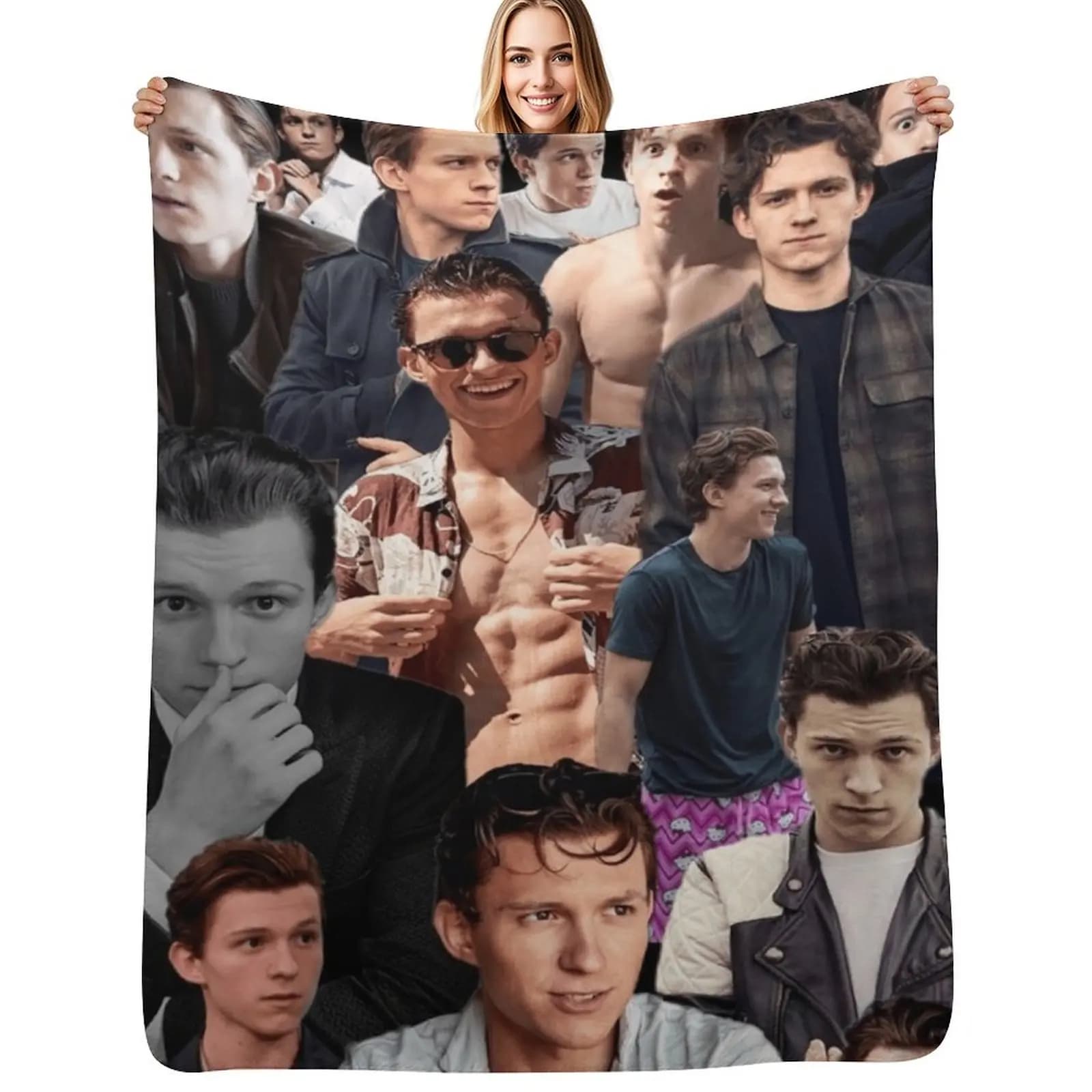 Coperta in pile Sherpa morbida e calda di Tom Holland Collage per l'inverno