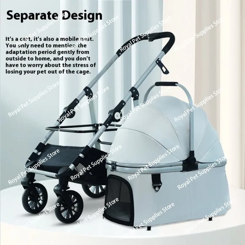 Outdoor Pet Stroller for Cats Medium Large Dogs Foldable Shockproof Carrier with Detachable Lightweight Basket Fold Pets