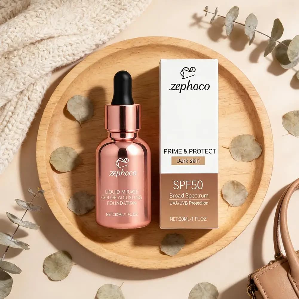 Fondotinta Liquido che Cambia Colore con Effetto Caldo, Naturale, Idratante e Leggero, Resistente ai Danni UVA/UVB