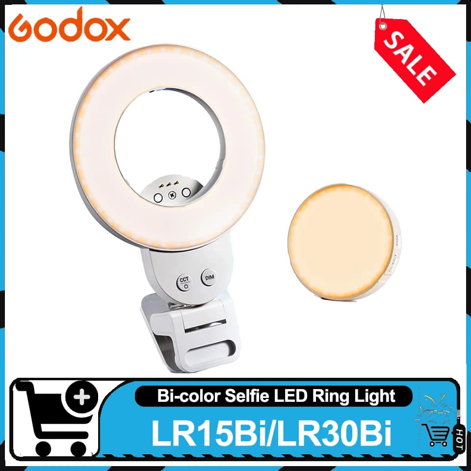 Godox LR15Bi LR30Bi Litemons Luce ad Anello LED Bicolore per Selfie CRI97 TLCI98 75+ Minuti di Autonomia per Registrazioni Vlog