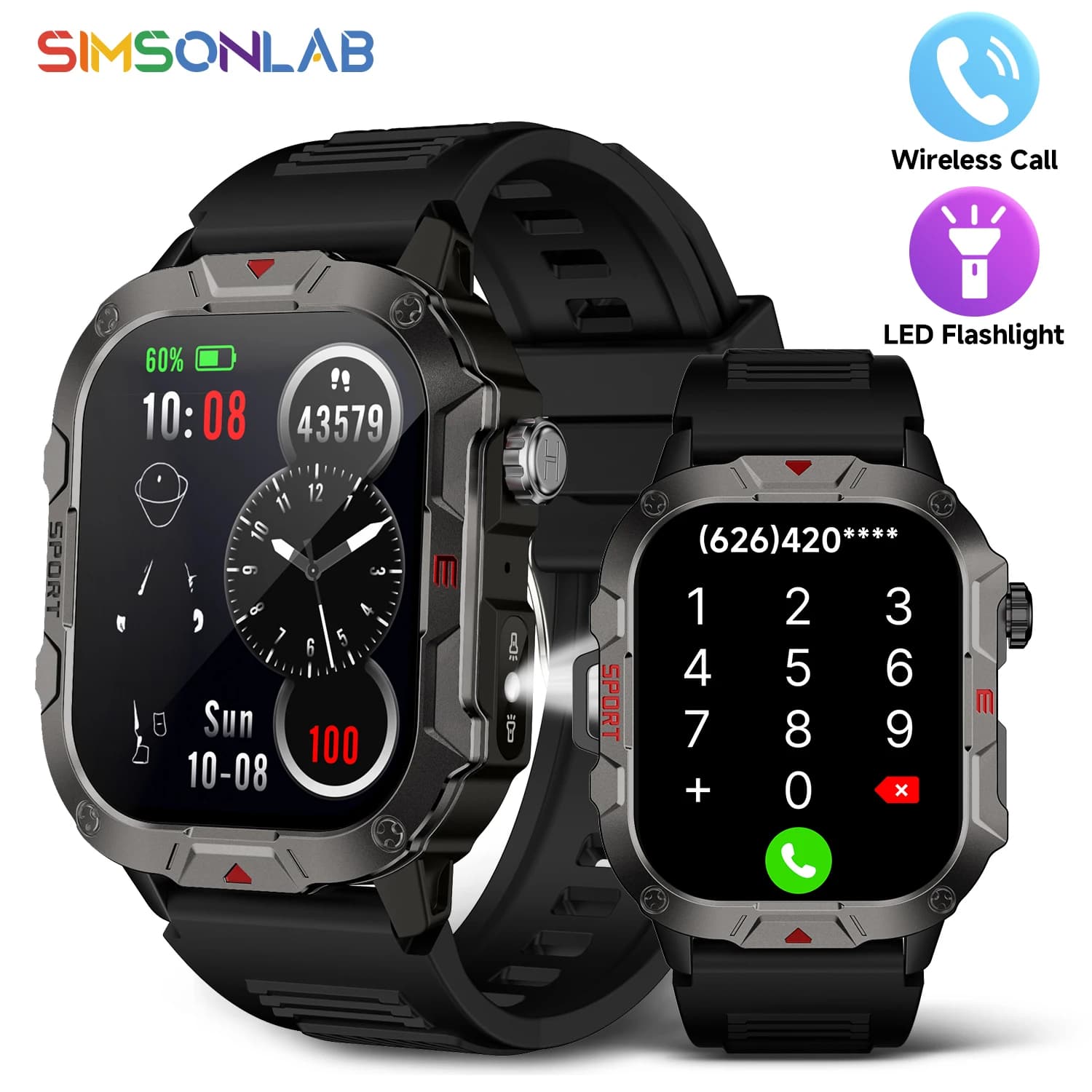 Nuovo Smartwatch Flashlig 2.01 con Schermo Ultra Grande, Assistente Vocale, Notifiche Intelligenti, Comunicazione Wireless, Resistente agli Urti, alla Polvere e all'Acqua