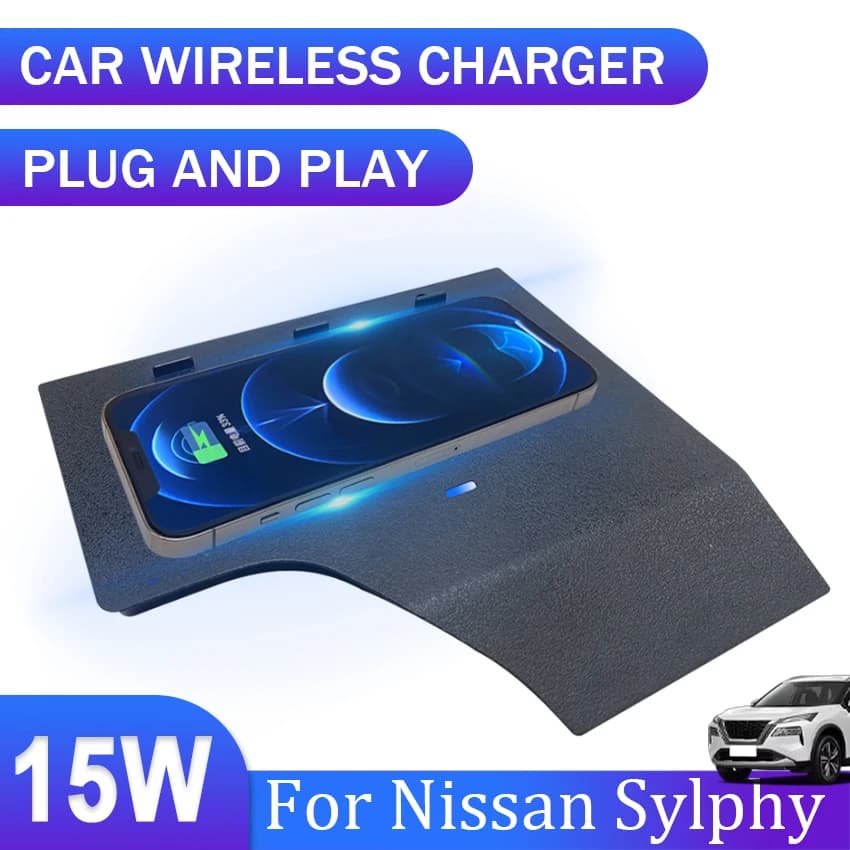 15W Special Auto QI Wireless Charger For Nissan Sylphy 2020 2021 2022 Rechargeable Wireless Phone Charger Phone Support Accessories