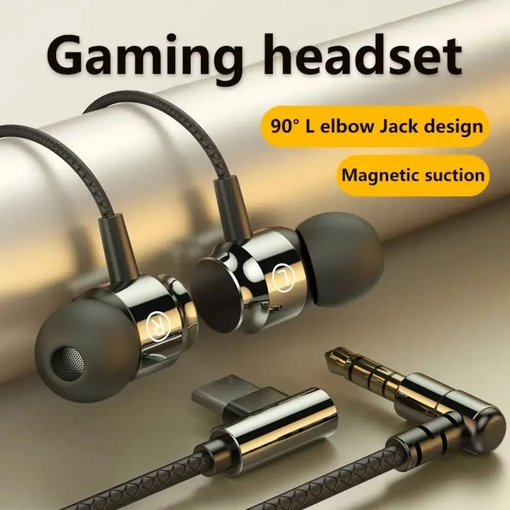 with microphone 3.5 mm wired headphones Falcon L Jack Hifi Gaming Wire In-ear Jack 3.5 mm L Headphones with magnetic suction MP3