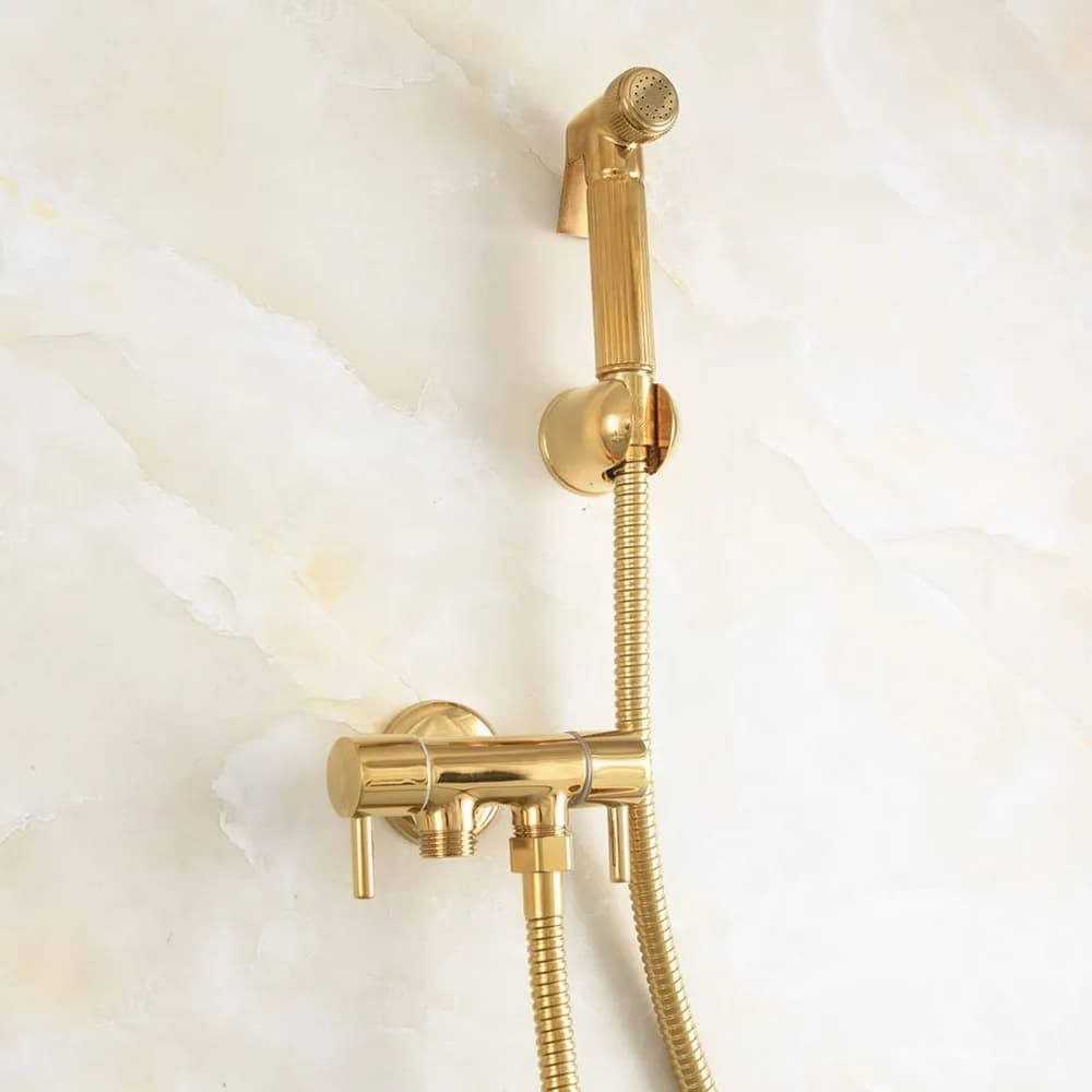 Polished Gold Color Brass Bathroom Sink Faucet /Garden Water Tap / Hand Held Shower Head / Shower Hose / shower Bracket mav516