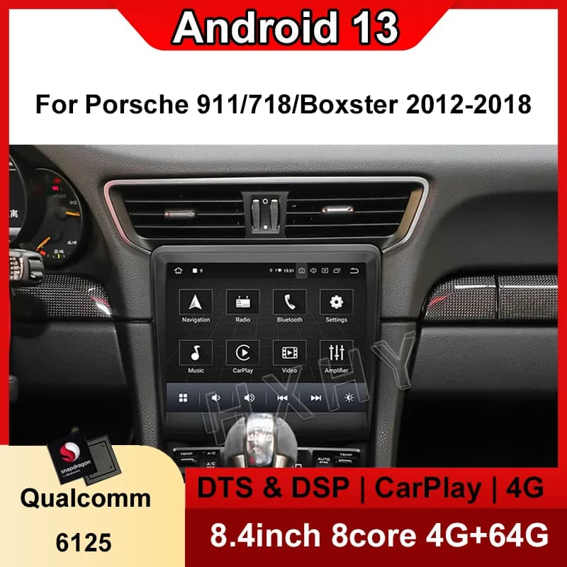 8.4 pollici Qualcomm Android 13 8Core 8 + 128G Per Porsche 718 911 Boxster 2012-2018 Autoradio GPS Multimediale Stereo DSP 360 Navigazione