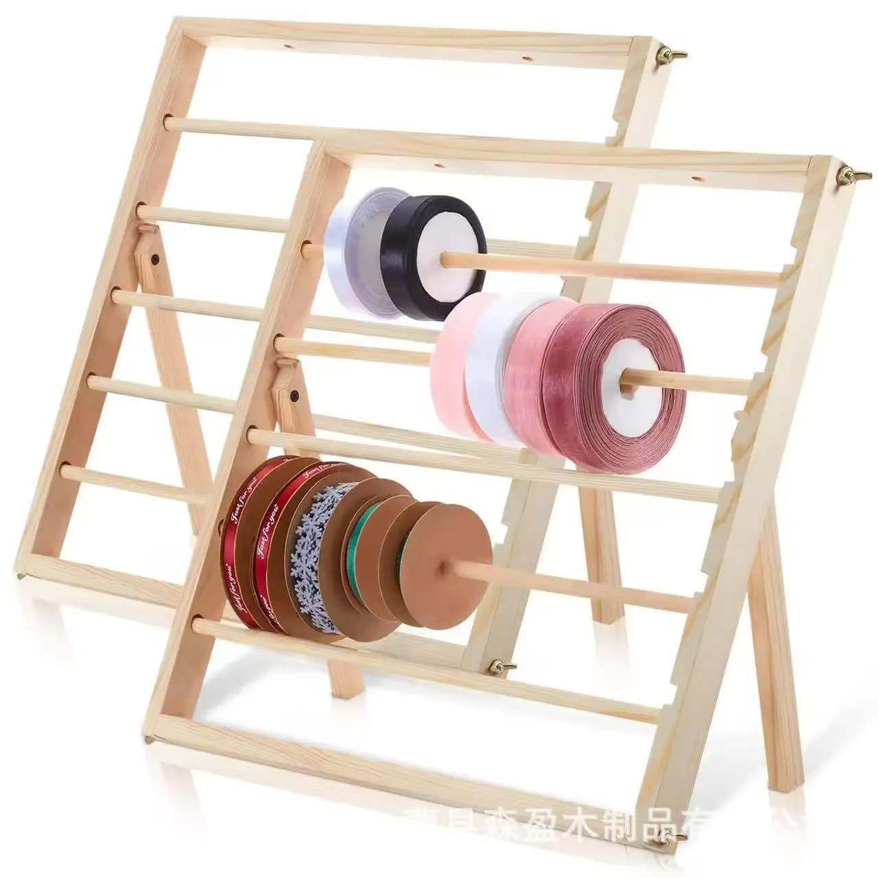 1 Set Wooden Cake Shop Ribbon Storage Stand Flower Shop Ribbon Holder Multi-layer Ribbon Sewing Thread Spool Rack