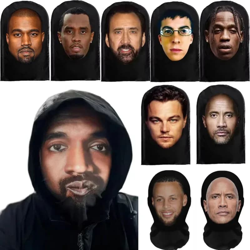 3D Stampato Maglia Elastica Full Face Maschera Visiva Cappuccio Simulazione Kanye Kobe Copricapi Mascara Halloween Party Supply Puntelli Cosplay