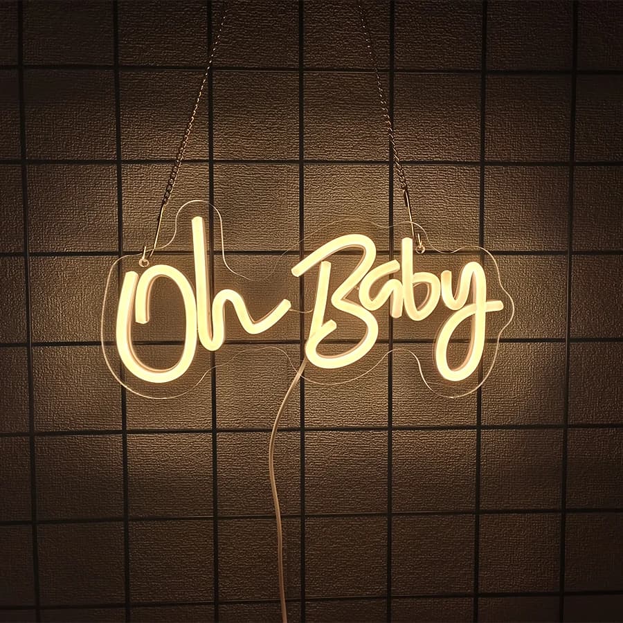 Oh Baby Insegna al neon per decorazioni murali, luce al neon a LED per decorazioni per feste, doccia, compleanni, matrimoni, decorazioni per la camera da letto, rivelazione del genere