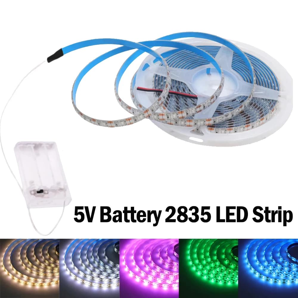 5 V Battery LED Strip SMD2835 60 LED Flexible LED Tape Adhesive String Light Waterproof for Backlit Wardrobe Lamp TV