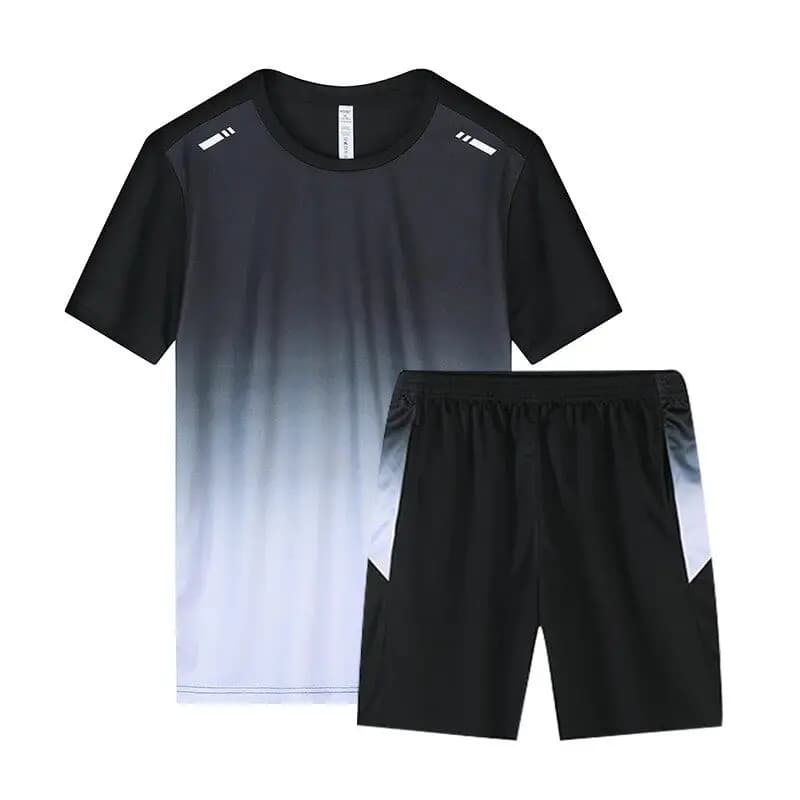 Cheap Ice Silk Quick Dry Short Sleeve Sport T-Shirt for Men Fitness Basketball Training Running Set Youth Casual Wear Summer